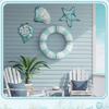 3 Pcs Wooden Rustic Beach Wall Art Ocean Coastal Nautical Seashell Starfish Couch Wall Decor for Living Room Bedroom Lake House Decor