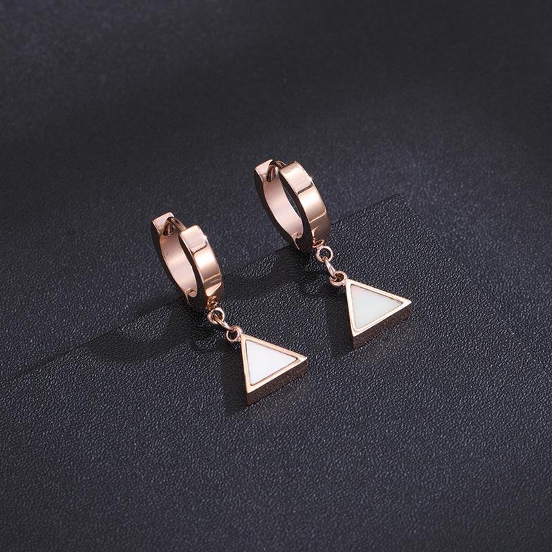 Rose Gold Geometric Titanium Steel Earrings for Women - Stylish, Simple Designs
