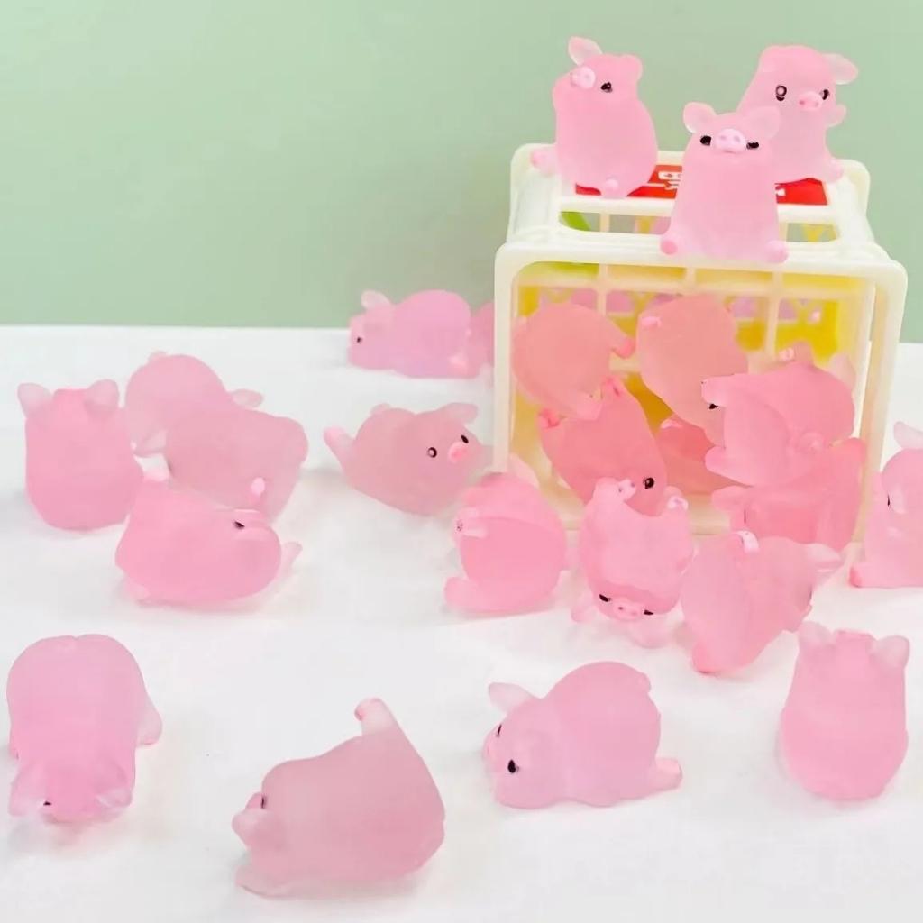 10 шт./лот, светящиеся разноцветные миниатюры свиней, сказочный сад, украшение для кукольного домика, террариум с мхом, микропейзаж, поделки из смолы