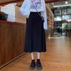 Юбка-трапеция с высокой талией для женщин - весна 2024 г., средней длины, черная, модная юбка-зонтик в корейском стиле
