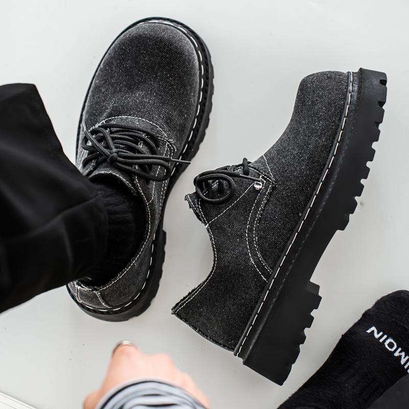 Модные Новые Мужские Дерби Британского Стиля с Большим Круглым Носком, Массивные Кроссовки на Платформе, Оригинальная Дышащая Повседневная Обувь для Уличной Моды и на Каждый День