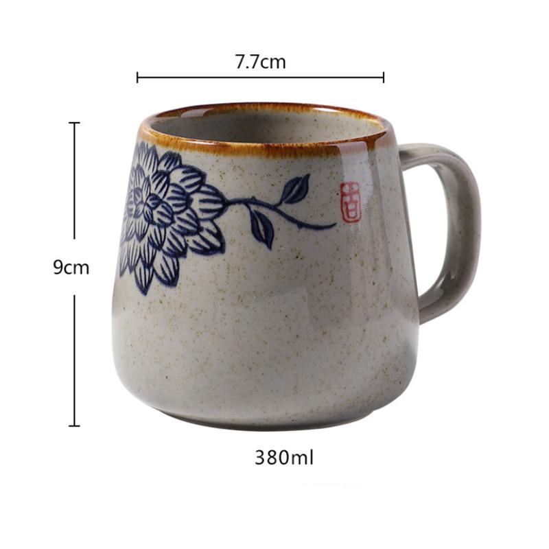 Vintage Coffee Mug Unique Japanese Retro Ceramic Cup Kiln Change Clay Breakfast Cup 380ML