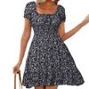 Women's Sleeve Dress Summer Dress Square Short A-Line Flowy Ruffle Beach