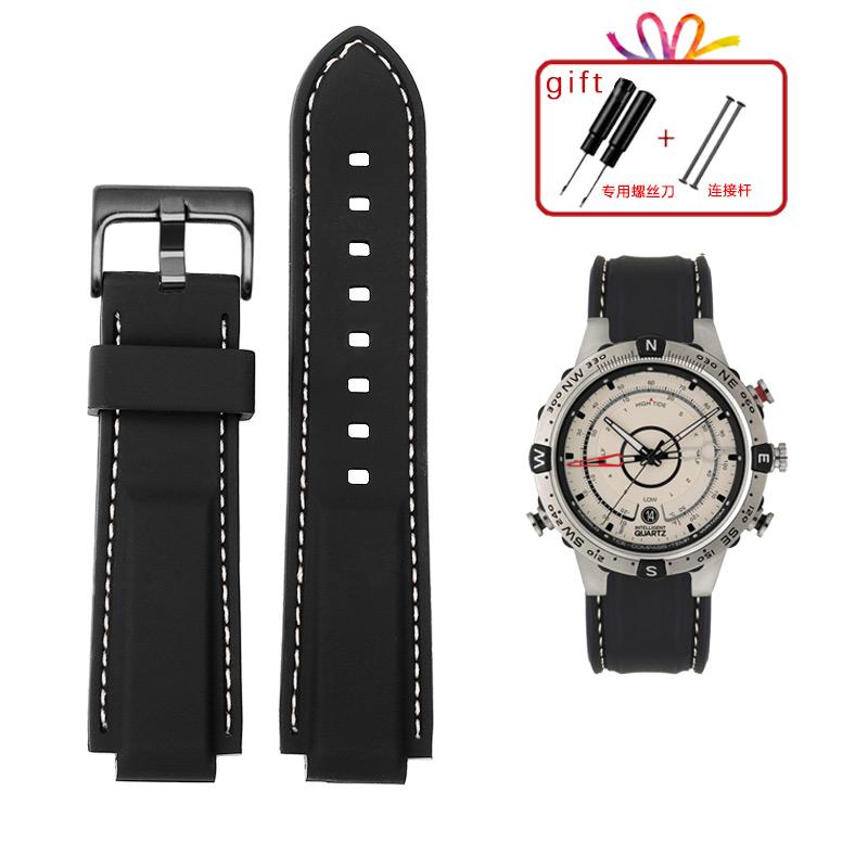 Для мужских часов Timex E-tide Compass T2N720 T2N721 TW2T76300 водонепроницаемый мягкий силиконовый ремешок с инструментами Винтовые штифты