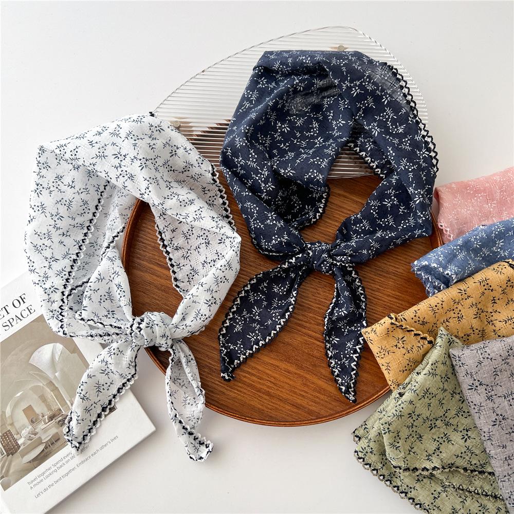 Spring/Summer Fashion Floral Cotton-ramie Hijab Outdoor Breathable Wraps Women’s Knitting Versatile Print Scarf