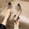 Summer Women High Heels Shoes Luxury Crystal Women Sandals Designer Pointed Toe Pumps Transparent Sexy Women Sandalias De Mujer