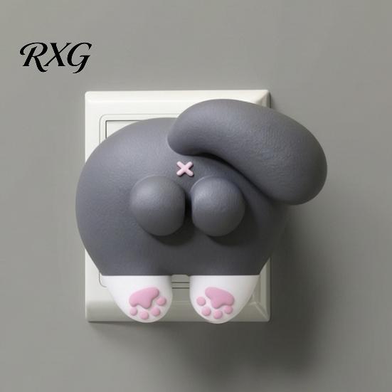 Decorative Switch Plate Cat Butt Light Cover, Double Rocker Wall Plate, 3D Ass for Home Office Bedroom Decor