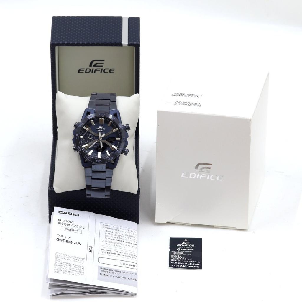 Casio Мужские часы EDIFICE Cool Blue Tough ECB-2000YCB-2AJF, Bluetooth, Солнечные, Кварцевые