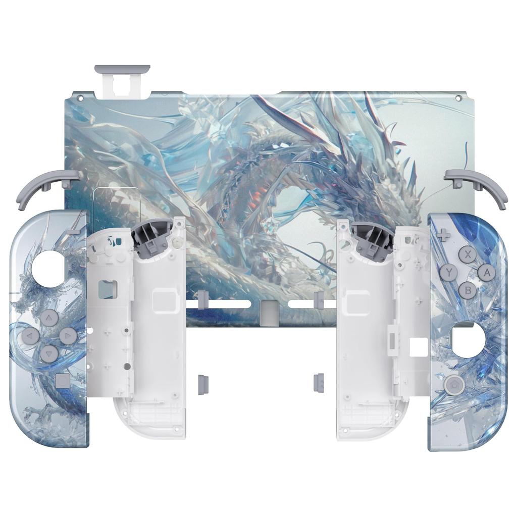 Custom DIY Replacement Case Shell Compatible with eXtremeRate Comes with Patterned Back Holder Handle Controller Full Button Set Switch, Plate,