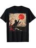Samurai Cat Anime T-Shirts-Japanese Ninjutsu Art Print, Short Sleeve Crew Neck, Casual Comfortable Style, Worn All Season