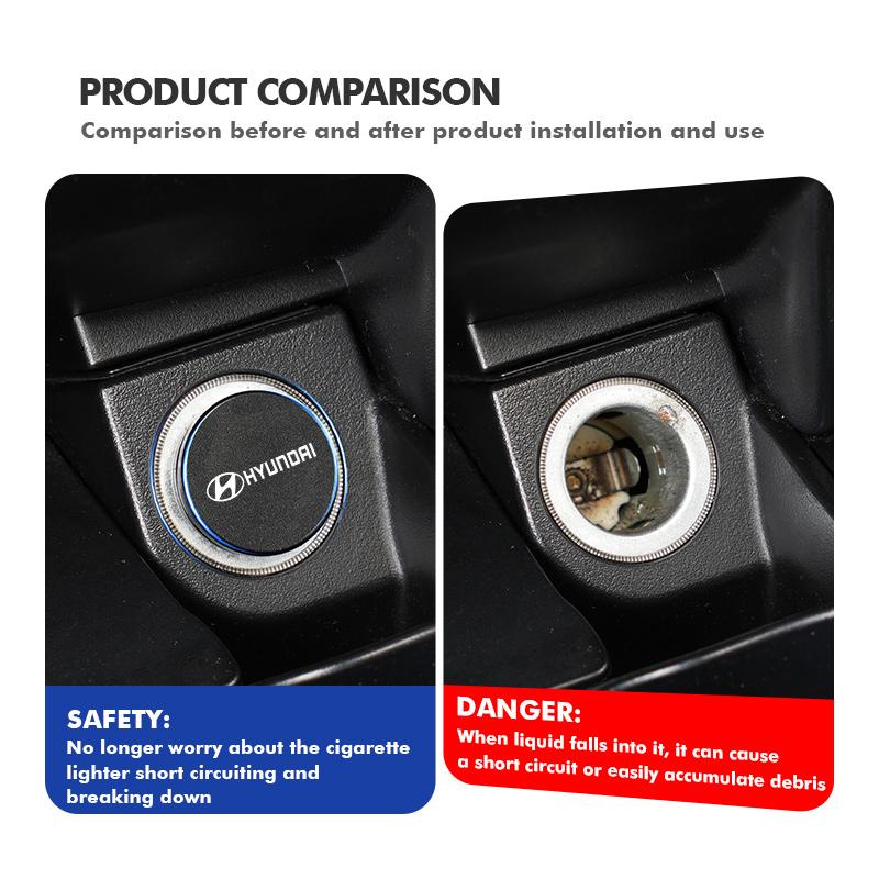 For Hyundai 1/2PCS Car Cigarette Lighter Cover Button Protector Dust Cap Auto Accessories i30 i20 i10 i40 Tucson Kona Sonata R9
