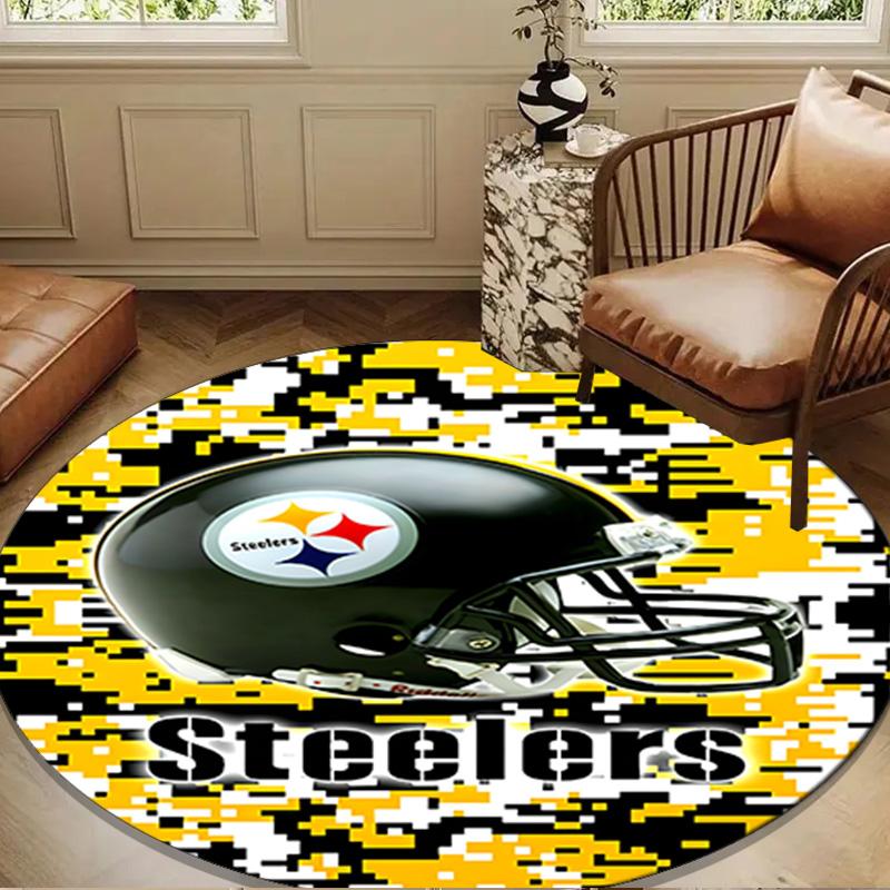 Pittsburgh Steelers Logo Art Round mat, Anti-slip Circle Carpet Chair rug For livingroom,Bedroom, doormat home decor Gift Christmas Gifts