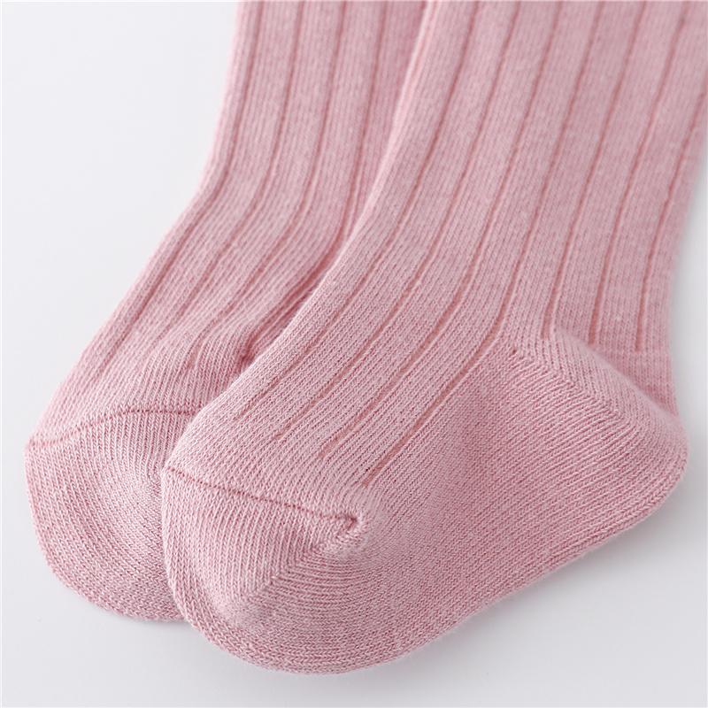0-5Years Kids Boys Girls Socks Cotton Solid Striped Soft Baby Knee Long Children's Socks School Sport Baby Sock 12 Color