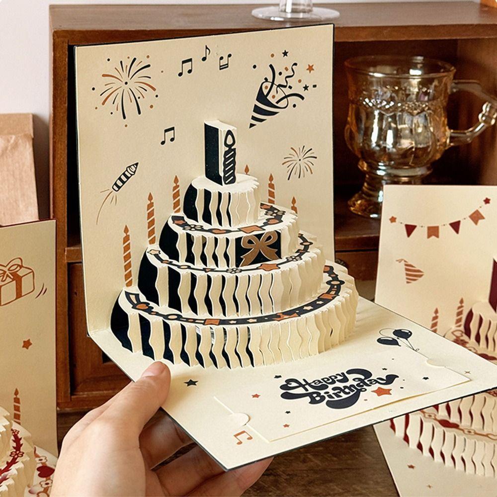 Music Light Happy Birthday Card 3D Message Card Musical Light Greeting Card Party Party Supplies