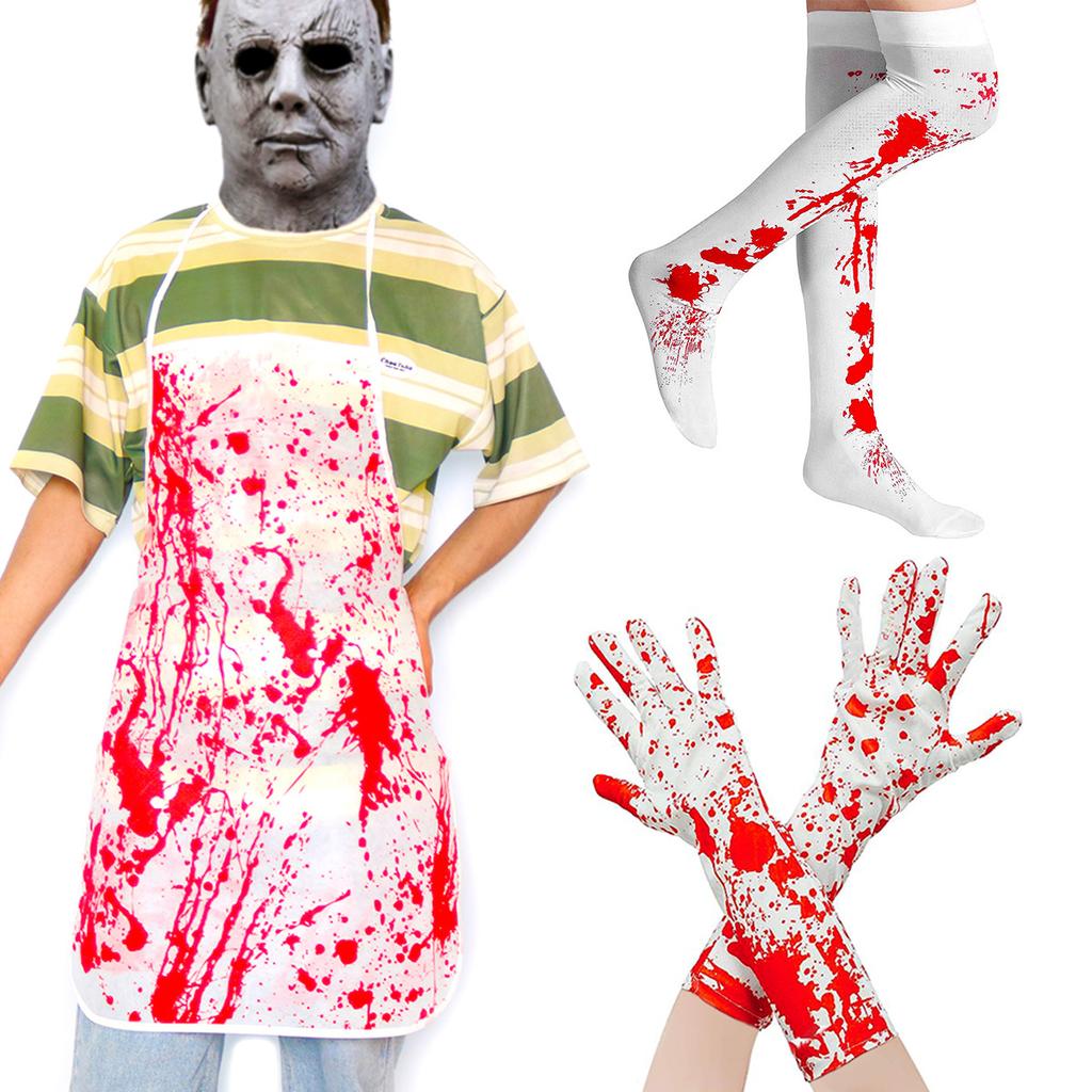 Halloween Haunted House Horror Atmosphere Dress Up Props Blood Gloves Socks Apron Cosplay Devil Suit