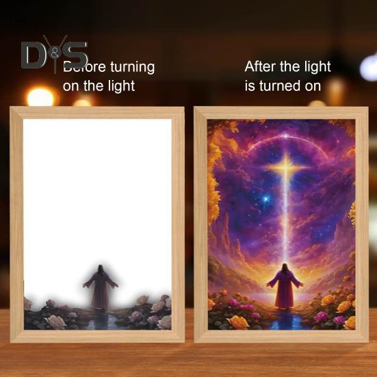 Светодиодный ночник с рисунком Иисуса, регулируемая цветовая температура, декоративная подсветка, светодиодная лампа с рисунком 4D