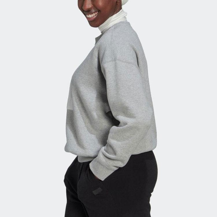 Adidas Свитшот с круглым вырезом и длинными рукавами, японская версия, женские топы, серый HM2850