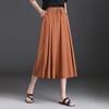 Women Cropped Pants Elastic High Waist Adjustable Drawstring Culottes Solid Color Wide Leg Casual Pants Daily Wear