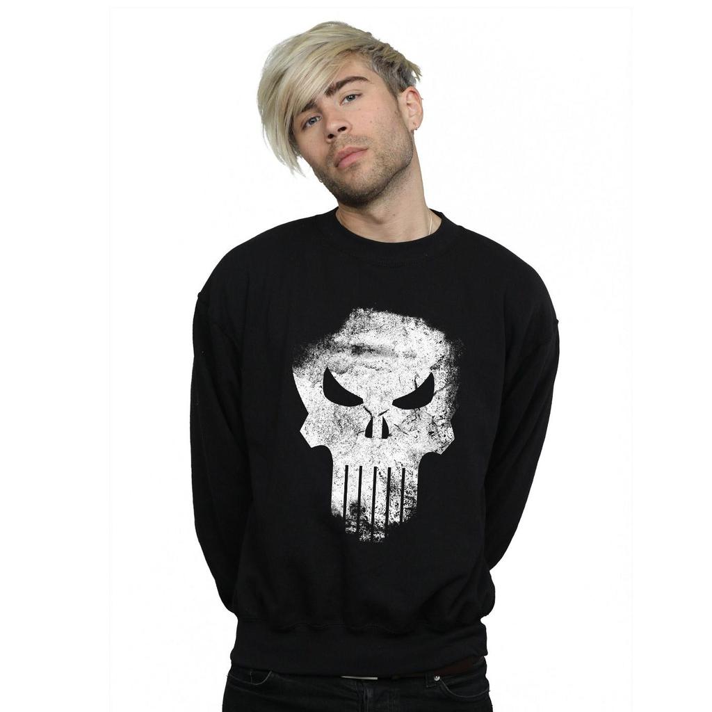 Marvel Mens The Punisher Distrressed Skull Sweatshirt