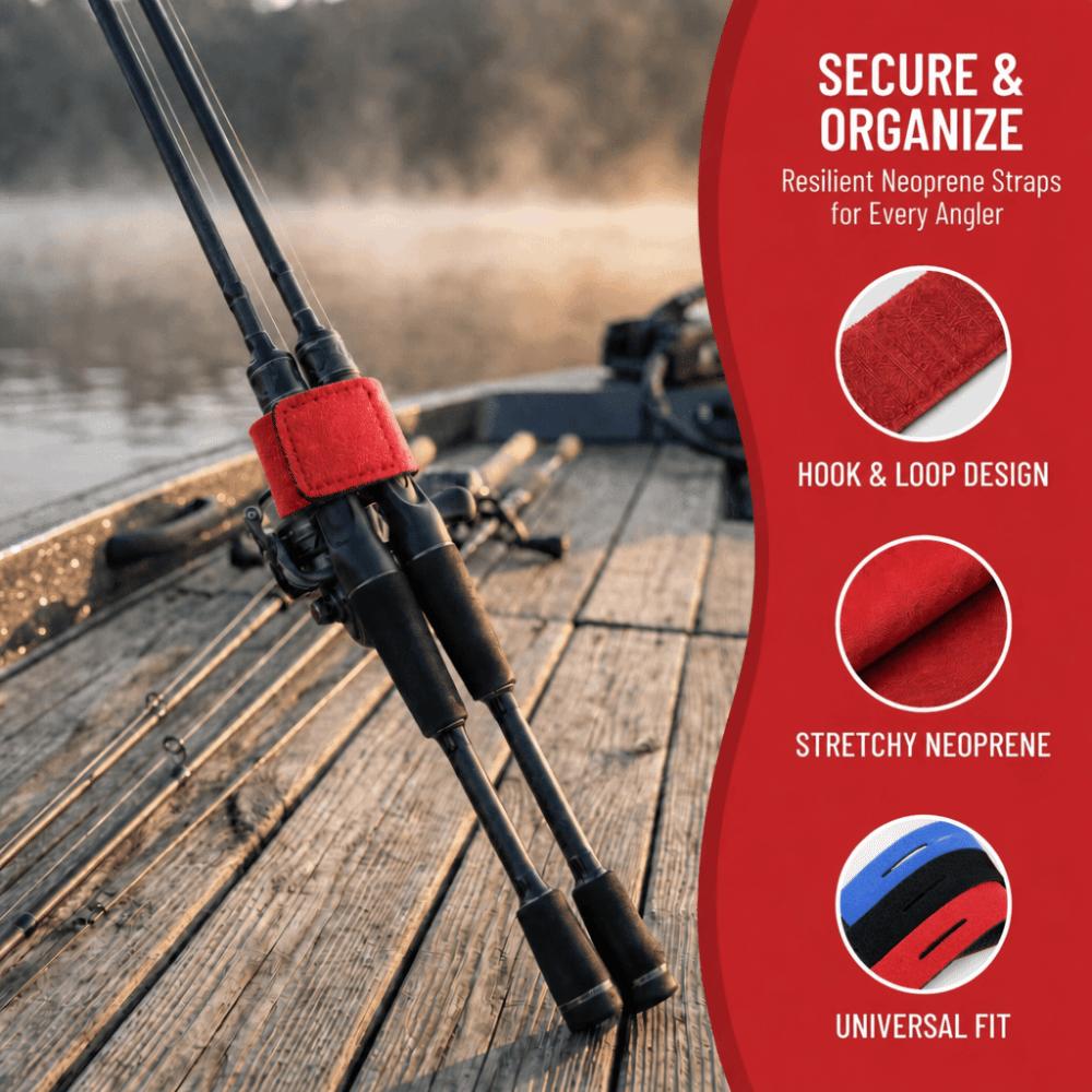 30PCS Elastic Fishing Rod Belts Neoprene Fishing Pole Straps Durable Fishing Rod Straps Fly Rods