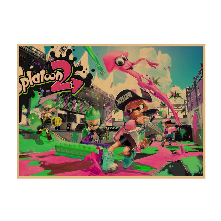 Splatoon Spray Warriors Ретро Аниме Постер для Игровых Комнат