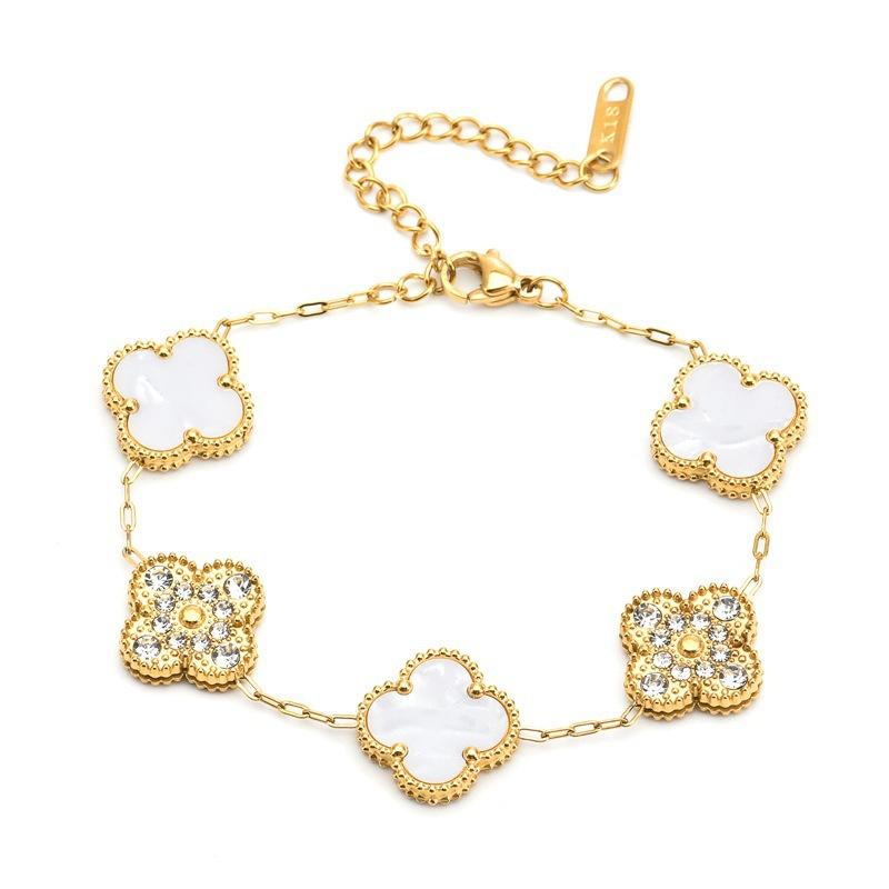 Браслет из титана с цветком-четырехлистником 13 мм для женщин