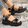 2024 High Heels Gladiator Sandals Woman Open Head Sexy Block Heel Platform Shoes Summer Buckle Size 35-43 Women Sandals