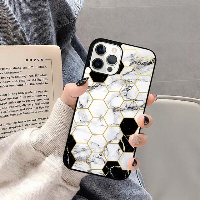 Marble Geometric Phone Case For iPhone 17 Air Plus Max 15 14 13 12 Pro Max Cover Shell