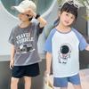 Детский хлопковый комплект с короткими рукавами, летний повседневный комплект тонких футболок для мальчиков и девочек