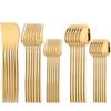 30Pcs Dinnerware Sets Stainless Steel Cutlery Western Tableware Knife Fork Spoon Tableware Gold Dinner Mirror Elegant Flatware
