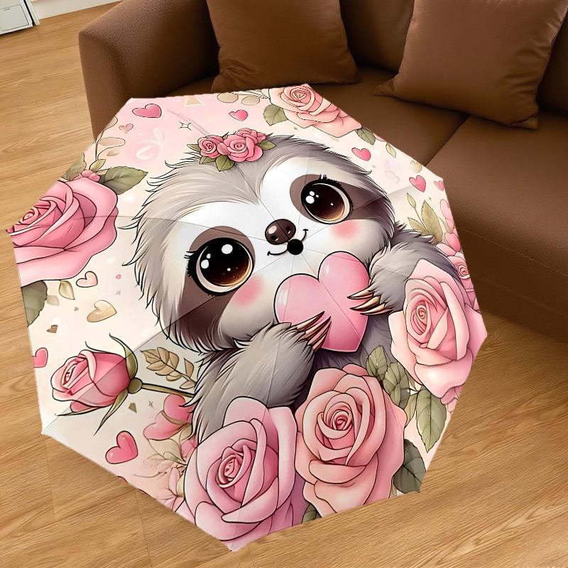 1pc Sloth Heart Automatic Open/Close Umbrella Compact Folding Umbrella with 8-Rib Shaft for Women/Men, Elegant Birthday1176S