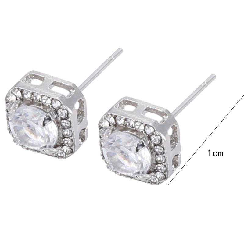 Роскошные женские серьги с камнями Модные серьги серебристого цвета Свадебные украшения Винтажные серьги-пусеты двойные для женщин