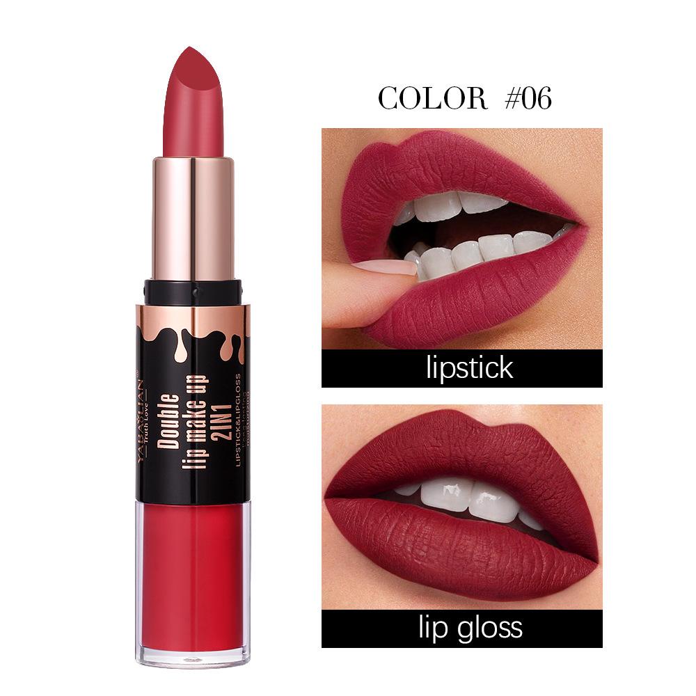 Двухкомпонентная матовая помада для губ с антипригарным покрытием Cup Velvet Mist Lip Glaze 2-в-1 водостойкий стойкий увлажняющий блеск для губ