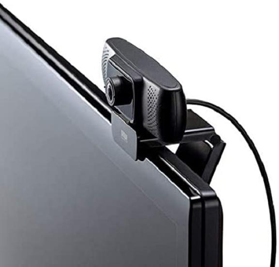 Веб-камера Sanwa Supply с широким углом обзора для конференций, длинный кабель, USB-подключение, сверхширокий угол обзора, совместима с микрофоном, черная (Тип 3м) 150 °