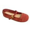 Cute Ballet Fairy Suede Round Head Light Mouth Single Shoes Spring and Autumn Retro Flat Mary Jane Women's Shoes