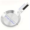 Stainless Steel BBQ Grill Pan , Round Perforated Grilling Basket with Handle, Outdoor Grill Topper for Vegetables, Meat, Pizza
