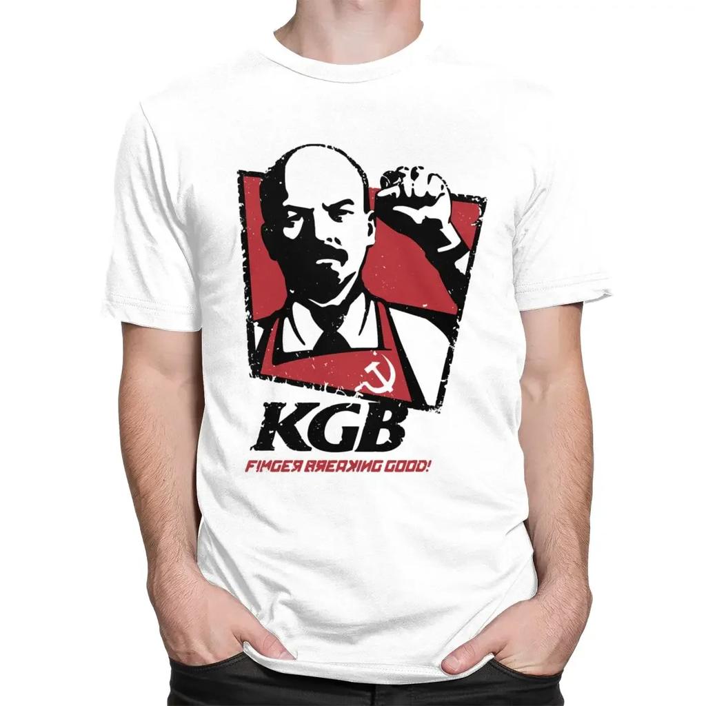USSR Russia Vintage KGB Vladimir Lenin Cotton T Shirt Short Sleeved Communism Marxism Socialism