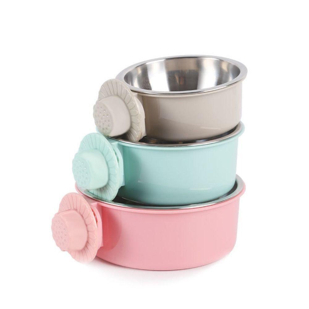 3 Colors Cat Dog Food Dispenser 2-in-1 Pet Feeding Tool Portable Pet Cage Bowl  Cat