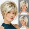 Synthetic Short Straight Hair Extensions Wigs With Bangs Natural Blonde Wigs For Women Daily Use