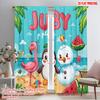 2pcs,2D Plane Printing Light Filtering Curtains Flamingo & Snowman Tropical Ocean Polyester Woven (without Rod) Outdoor