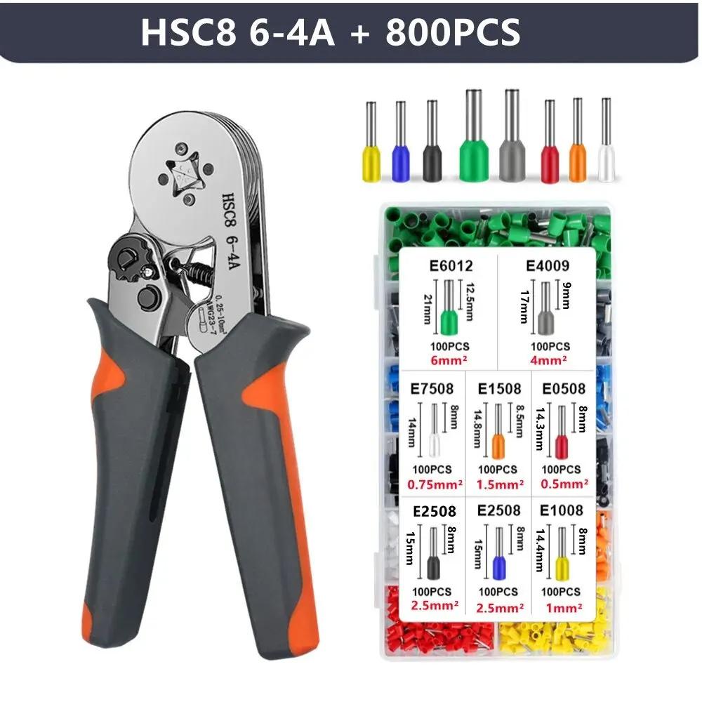 Crimping Tools Mini Electrical Pliers HSC8 6-4/6-6(0.25-10mm²/0.25-6mm²) Wire Connection Ferrule Sleeves Terminal Repair Clamp