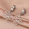 LIKGREAT Open Lotus Flower Dangle Earrings Women Stainless Steel Vintage Yoga Buddhism Healing Amulet Drop Hoop Earring Jewelry