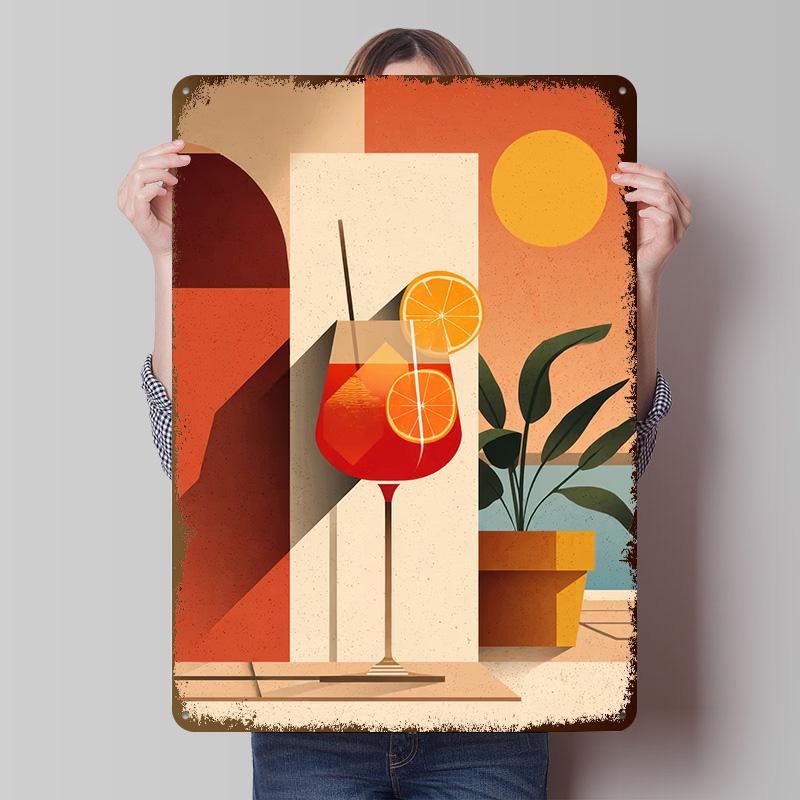 Aperol Spritz Cocktail Metal Poster Custom Wall Art Retro Vintage Tinplate Signs for Man Cave Aesthetic Room Decor Men Wand Deko