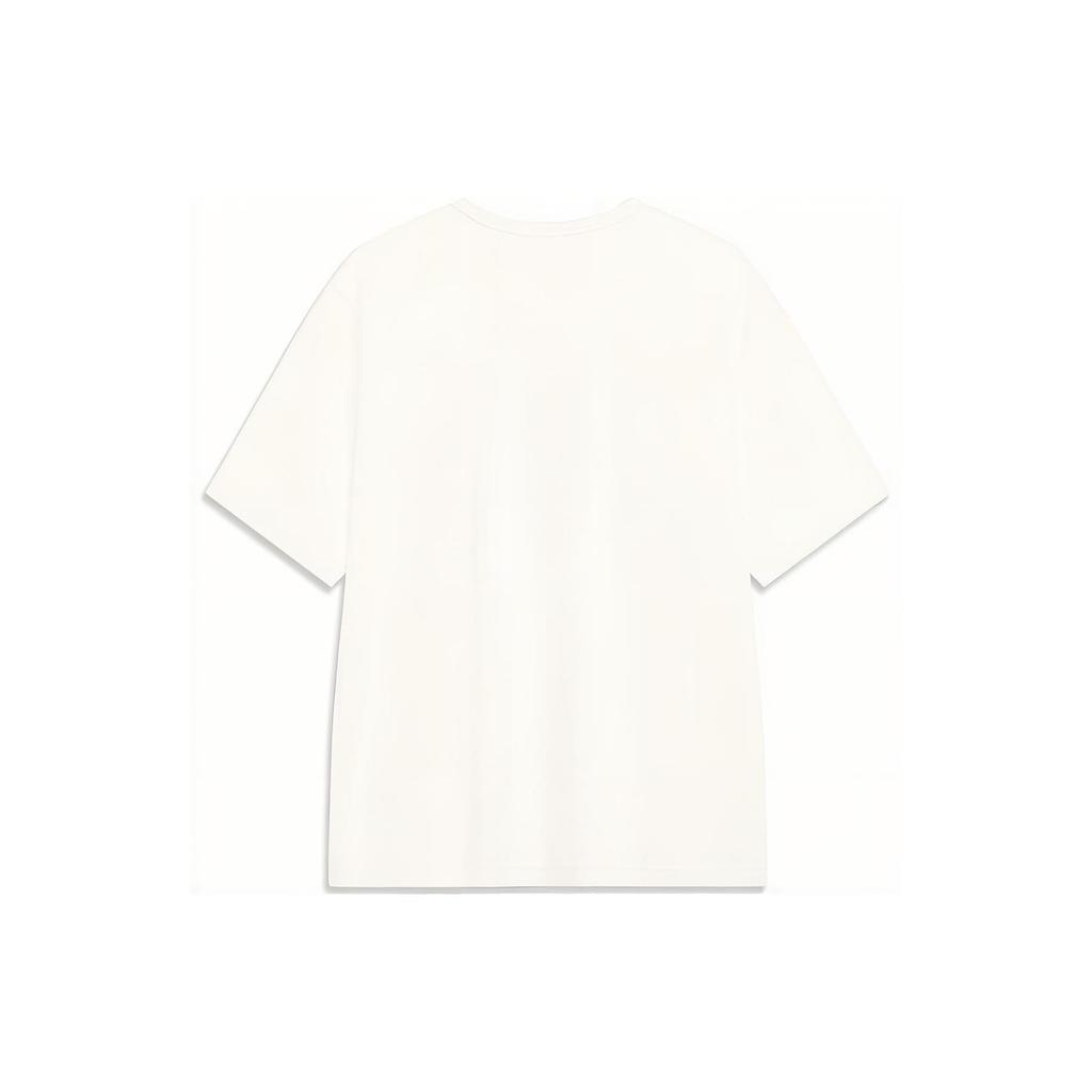 Li-Ning Vine Logo Printed Casual Short Sleeve T-Shirt Men Tops Off-White Green AHST447-5