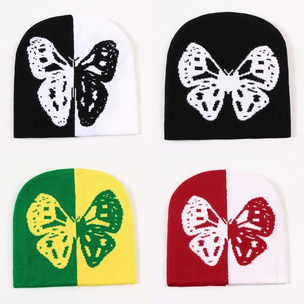 New Butterfly Pattern Knitted Wool Hat Fashionable Warm Casual Street Style Hat Unisex