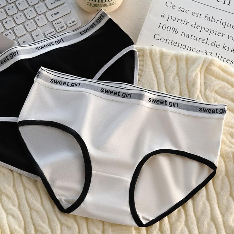 Women's Panties Triangle Sports Style Minimalist Girls' Underwear Mid Waist Japanese White Black Women Underwear