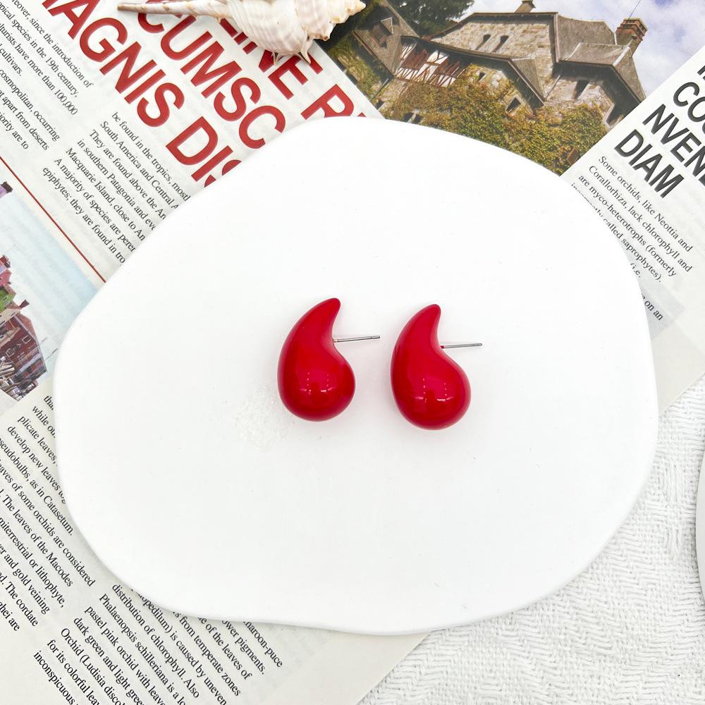 Popular Solid Color Droplet Earrings for Women Colorless European and American Earrings Solid Color Fashion Geometric Earrings