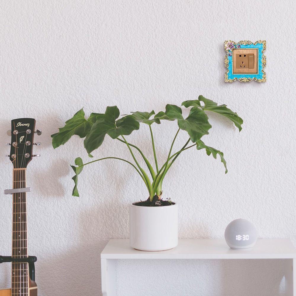 Стильная пластиковая розетка, объемная рамка, одинарный переключатель света, крышка, наклейка на стену с золотым краем, вилка, декор