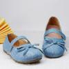 Туфли из кожи для девочек на вечеринку, свадьбу, детские туфли принцессы из джинсовой ткани с круглым носком, детские туфли принцессы с бантом