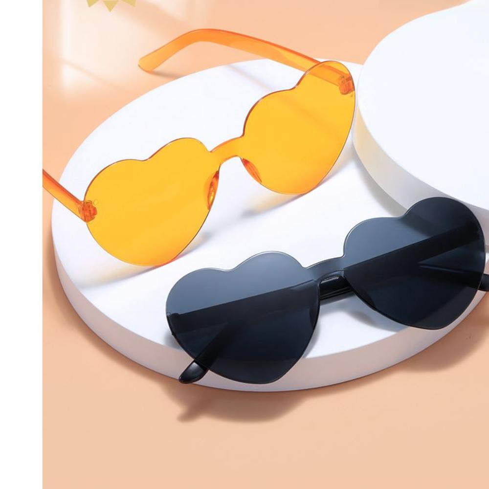 Transparent Jelly Color Love Heart Sunglasses For Men And Women Peach Heart Sunglasses
